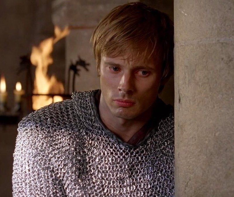 angsty and crying arthur pendragon in chain mail