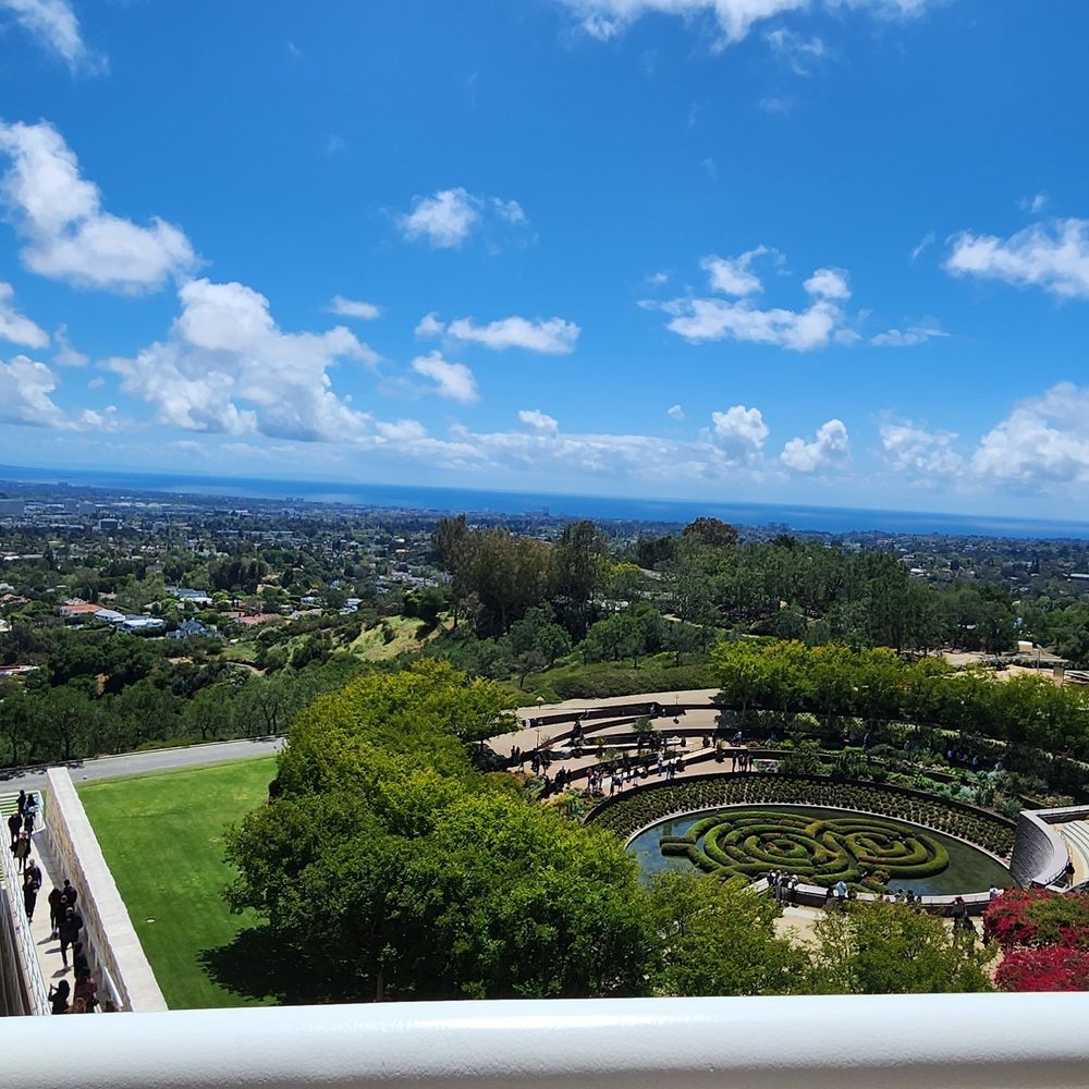Tranquil Getty Museum gardens on a sunny April day. 