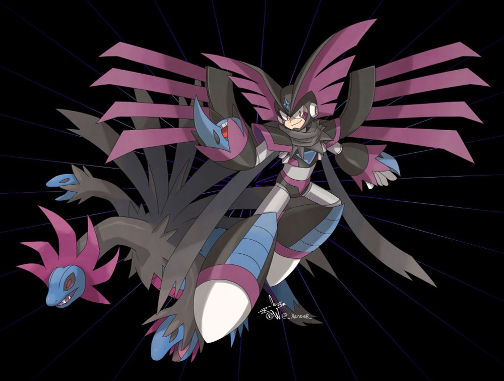 Rank II Bass with Hydreigon
Bass' new armor design is a mix of his Super Bass armor and Hydreigon