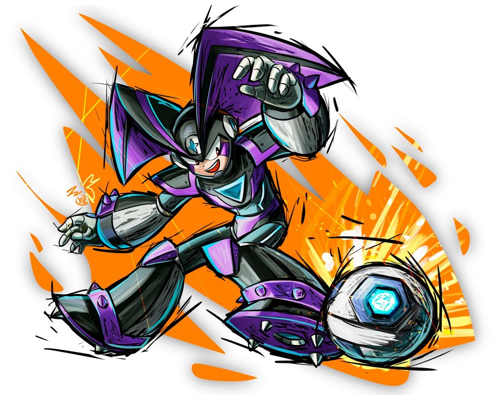 Art of Bass in Mario Strikers style with Battle League inspired armor.