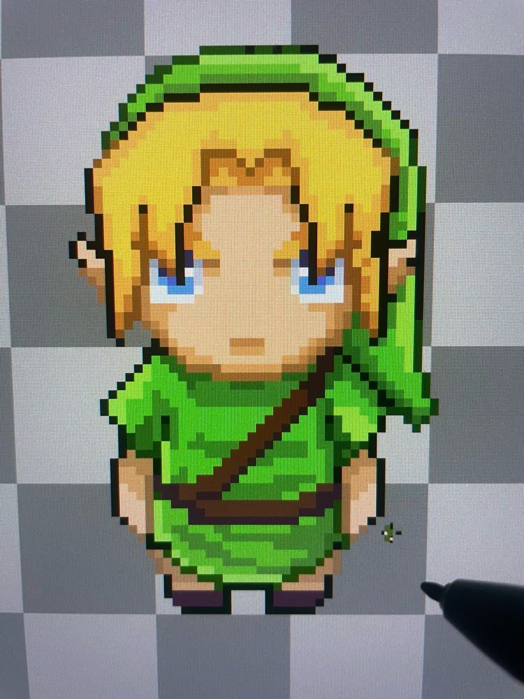 Pixel bird perspective model of child link from zelda ocarina of time 