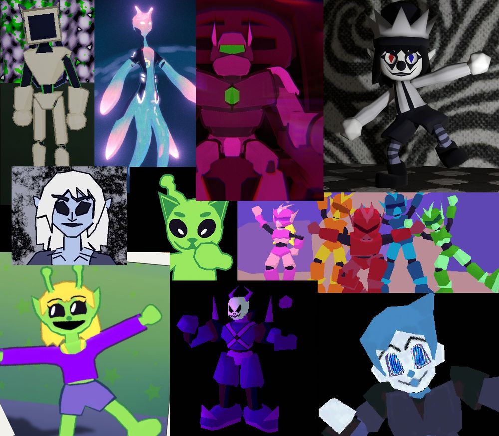 Collage of 3D Art for commission. Rigged vtuber models.