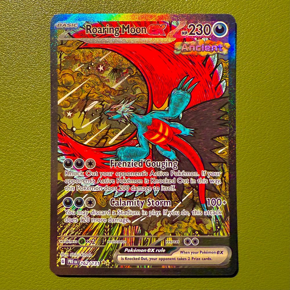 Special illustration rare of roaring moon ex from prismatic evolutions, in English 