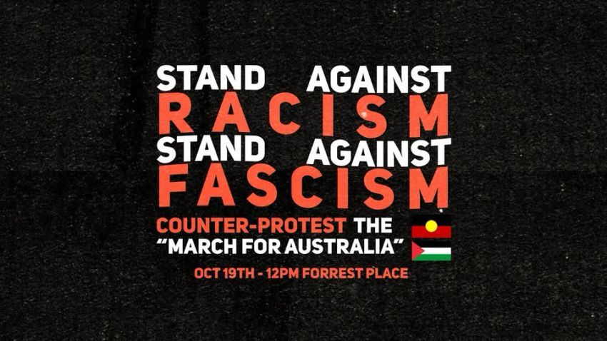 The racist March for Australia is happening again. Last time Nazis led its march through our streets. Mobilise for the counter demonstration to reject racism and fascism! Sovereignty never ceded! No Nazis, no white supremacists!