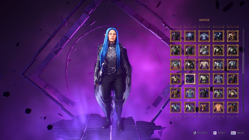 Amelia de Riva in different armours.