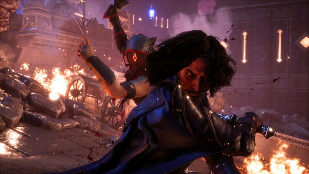 Viago de Riva in battle in Minrathous.  There is a Venatori behind him.