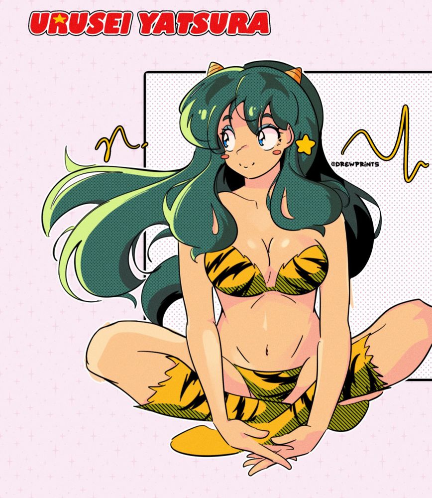 Digital drawing of Lum from Urusei Yatsura