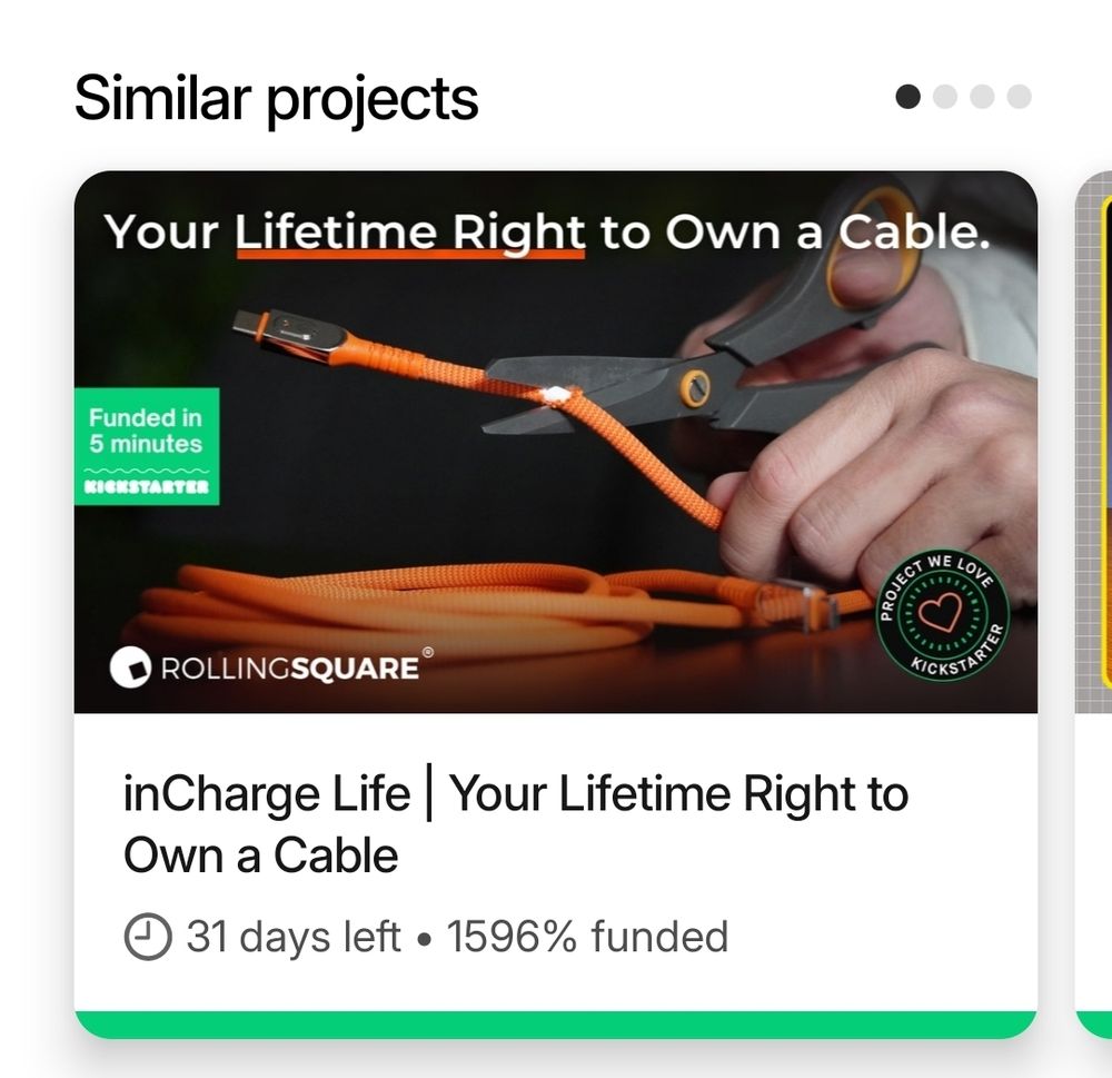 A 'similar project's Apocalypse World, suggested by Kickstarter: "Your lifetime right to own a cable." Just one cable. I have no idea what it's about.