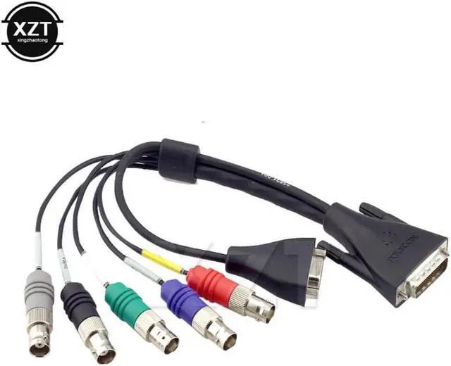 A high-density d-sub to five BNC plus DB9 breakout cable, for use in a Polycom video conference Codec