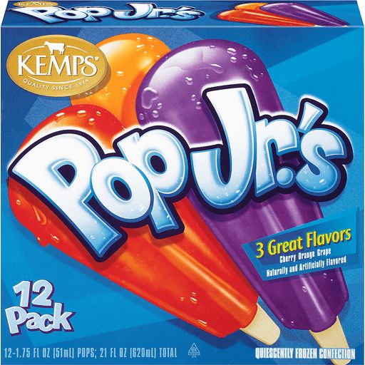 a box of Kemp's Pop Jr's popsicles. in the bottom corner it says "quiescently frozen confection" WTF IS THIS SOME KIND OF SECRET ICE CREAM CODE