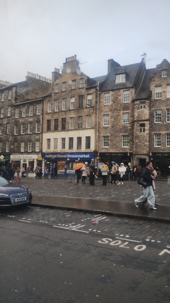 The old inns of the Grassmarket in the rain 