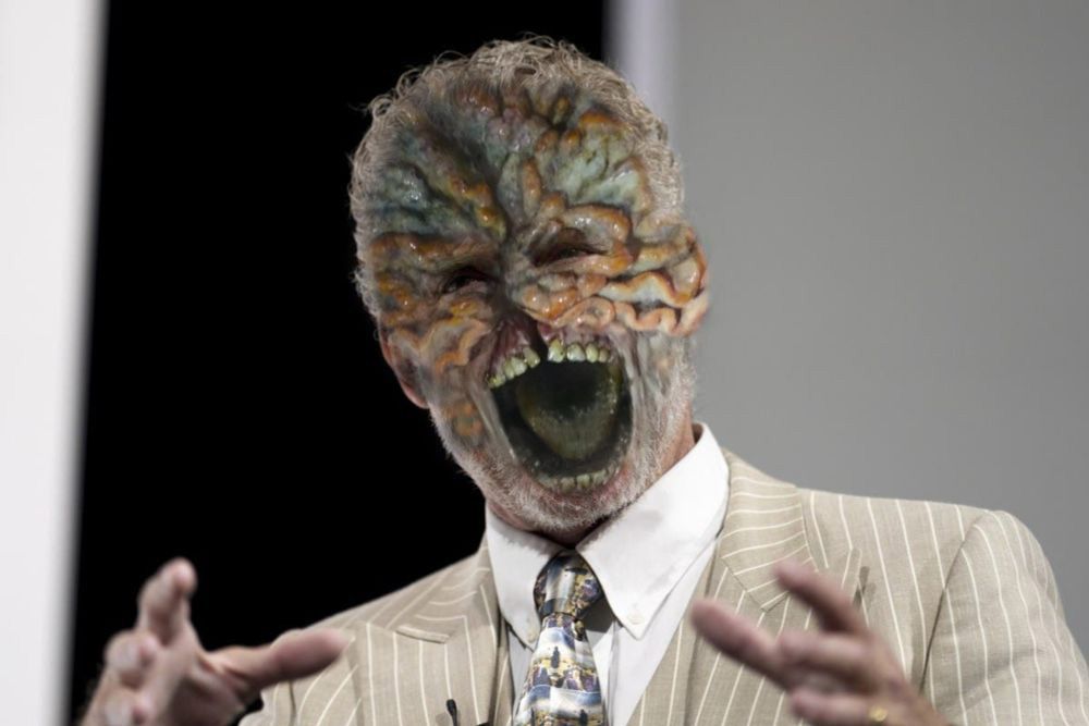 Satire: Jordan Peterson with the head of the infected from the HBO series "The Last of Us".