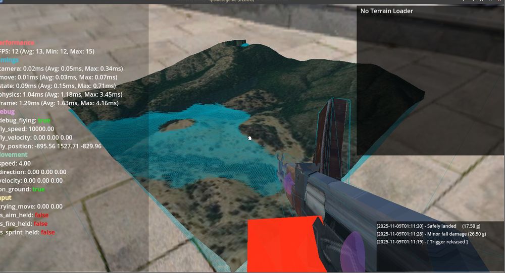 De outro ângulo.

Latitude -15.708, Longitude -48.56

Note a física do magazine bugando pq sim (e eu achando que já  tinha resolvido)

Note o colisor desalinhando pq a coordenada está com um algum desvio na origem.