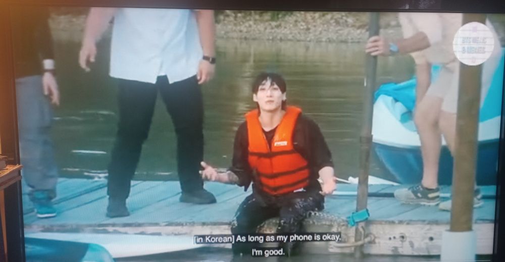 Jungkook on 'Are You Sure?' after he fell into the water and searched for his phone saying "As long as my phone is okay. I'm good"