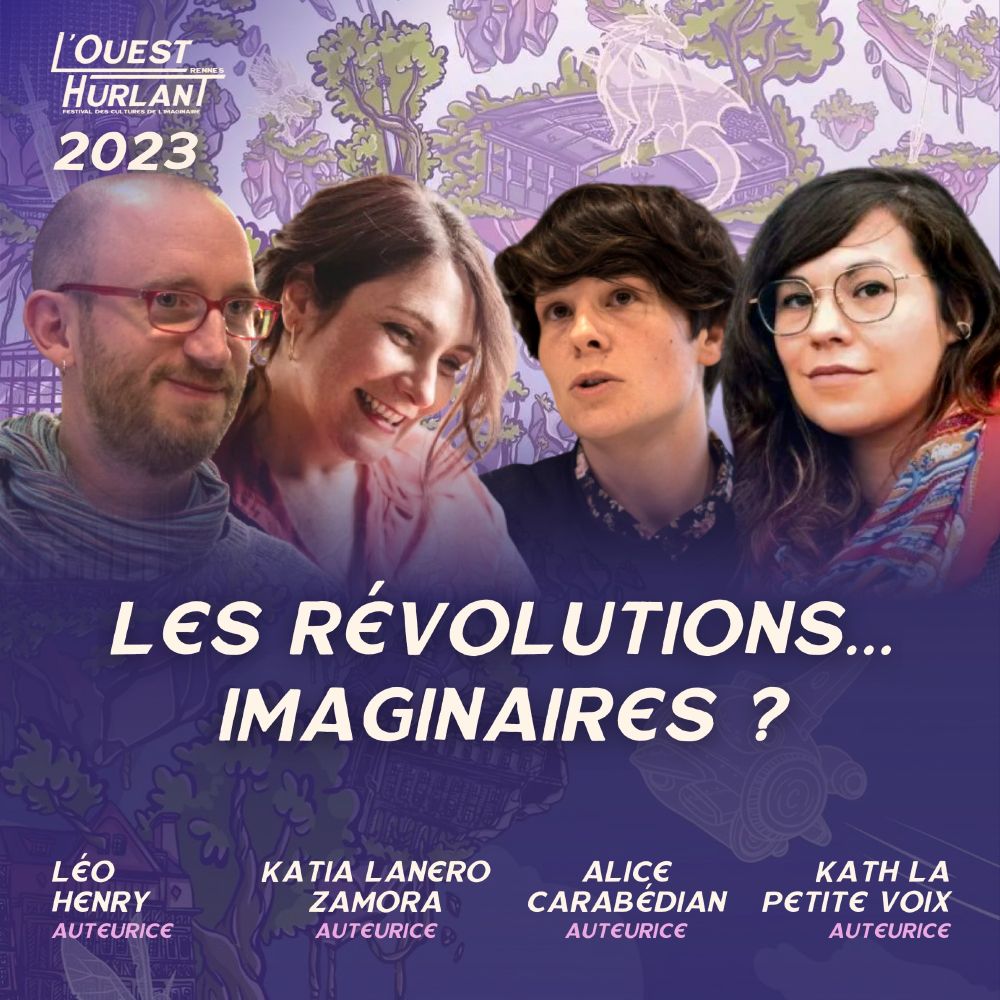 Couverture de l'épisode du podcast présentant les participant·es, de gauche à droite : Léo Henry, Katia Lanero Zamora, Alice Carabédian et Kath la Petite Voix.