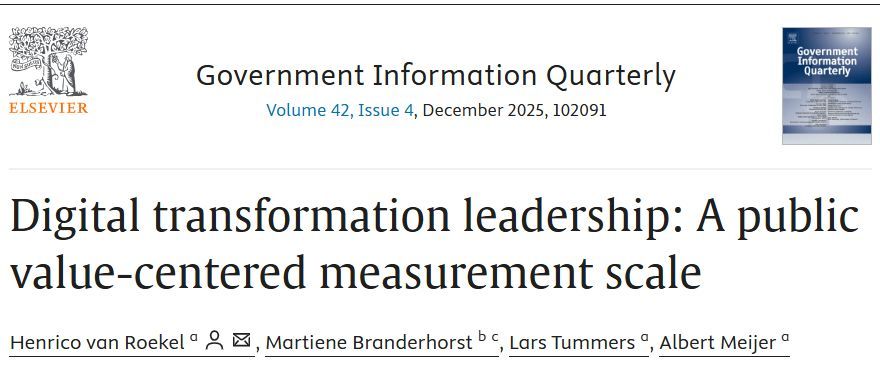 New article in GIQ on Digital Transformation Leadership, see https://www.sciencedirect.com/science/article/pii/S0740624X25000851
