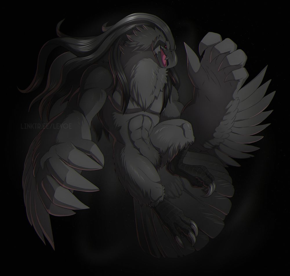 pokemon pidgeot anthro melanistic OC 