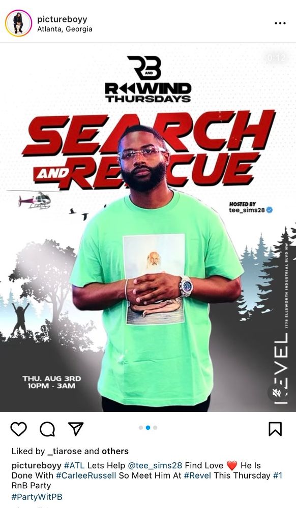 Carlee Russell's ex boyfriend on a flyer with a caption helping him find love after his breakup