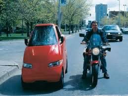Tango car with motorcycle. Similar width.