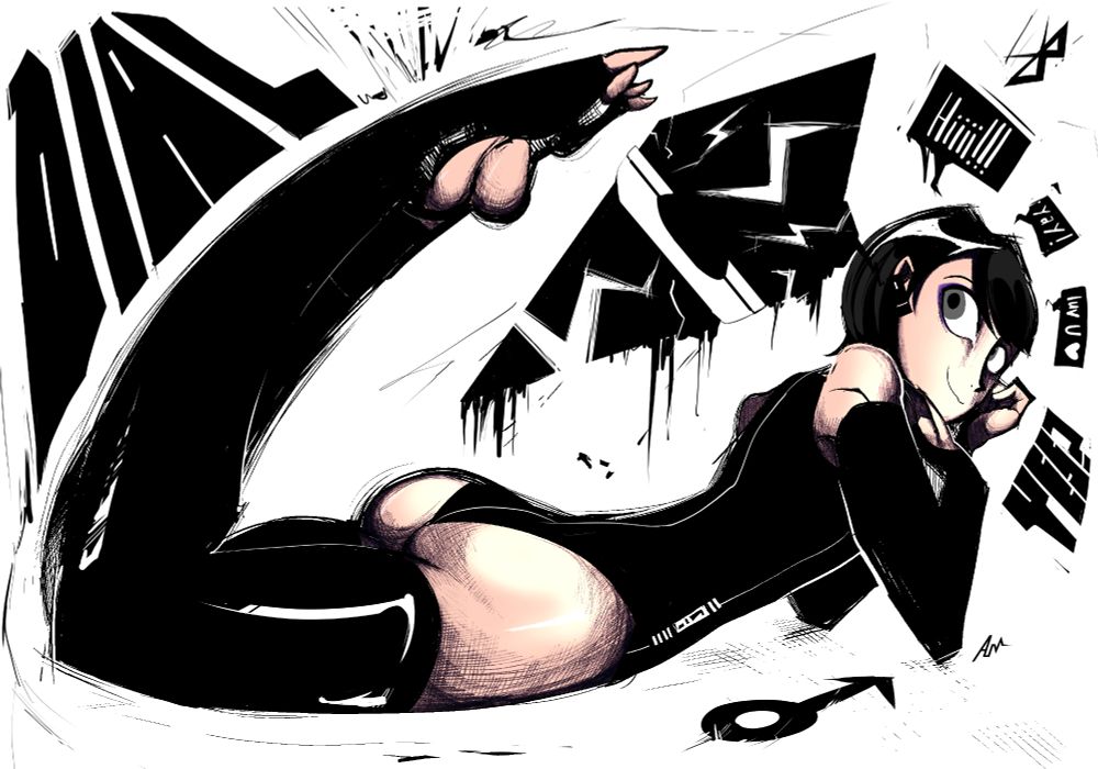 Leone in a stylish black outfit with a sassy pose with exaggerated graffiti, symbols and speech bubbles surrounding him. He's wearing a bluetooth device as a large speech bubble is connected through the speaker.