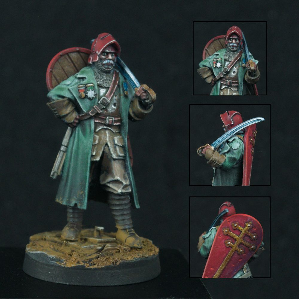 A painted New Antioch Lieutenant for Trench Crusade.