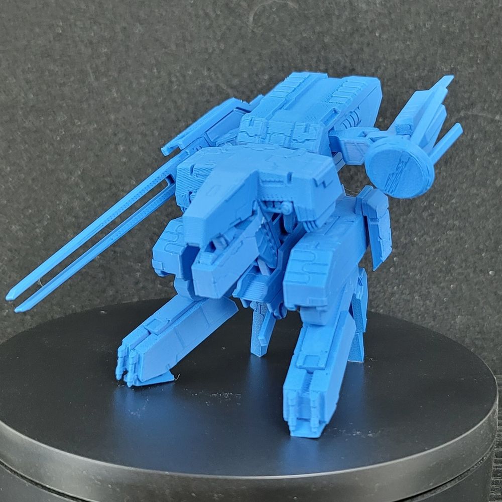 A fully assembled 3d printed Metal Gear Rex. 