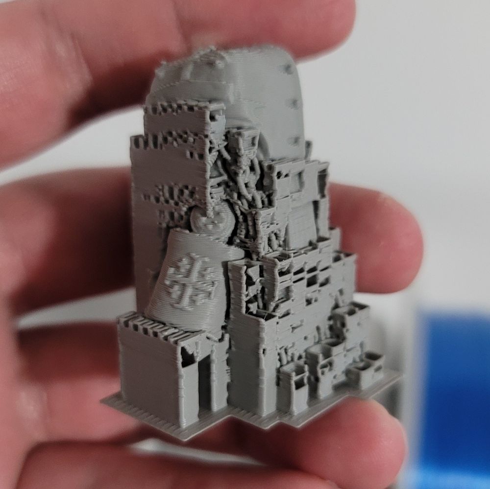 Shrine Anchorite leg(?) 3d printed with stuck on supports.