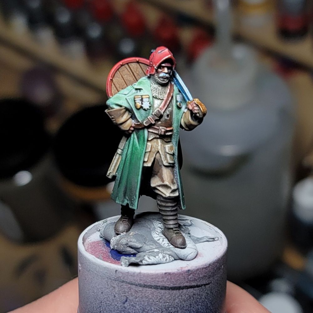 Work in progress of a New Antioch Lieutenant, partially painted