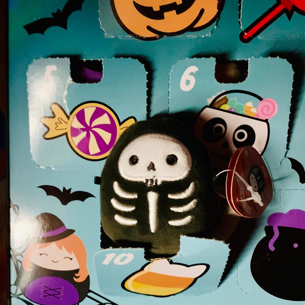 A 2inch micro plushy of a skeleton.