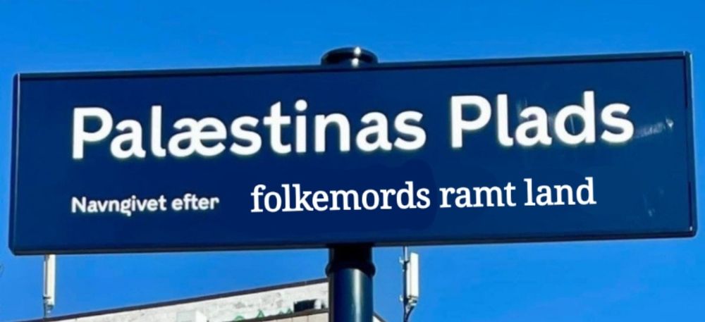 Sign saying:
"Palestine Square - named after a country experiencing genocide" 