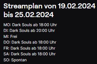 Stream Shedule Only Dark Souls Gameplay in this Week