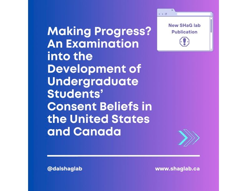 The SHaG Lab has a new publication! Our paper titled “Making Progress? An Examination into the Development of Undergraduate Students’ Consent Beliefs in the United States and Canada” is now available online! 

The link to the paper in our bio 🙌