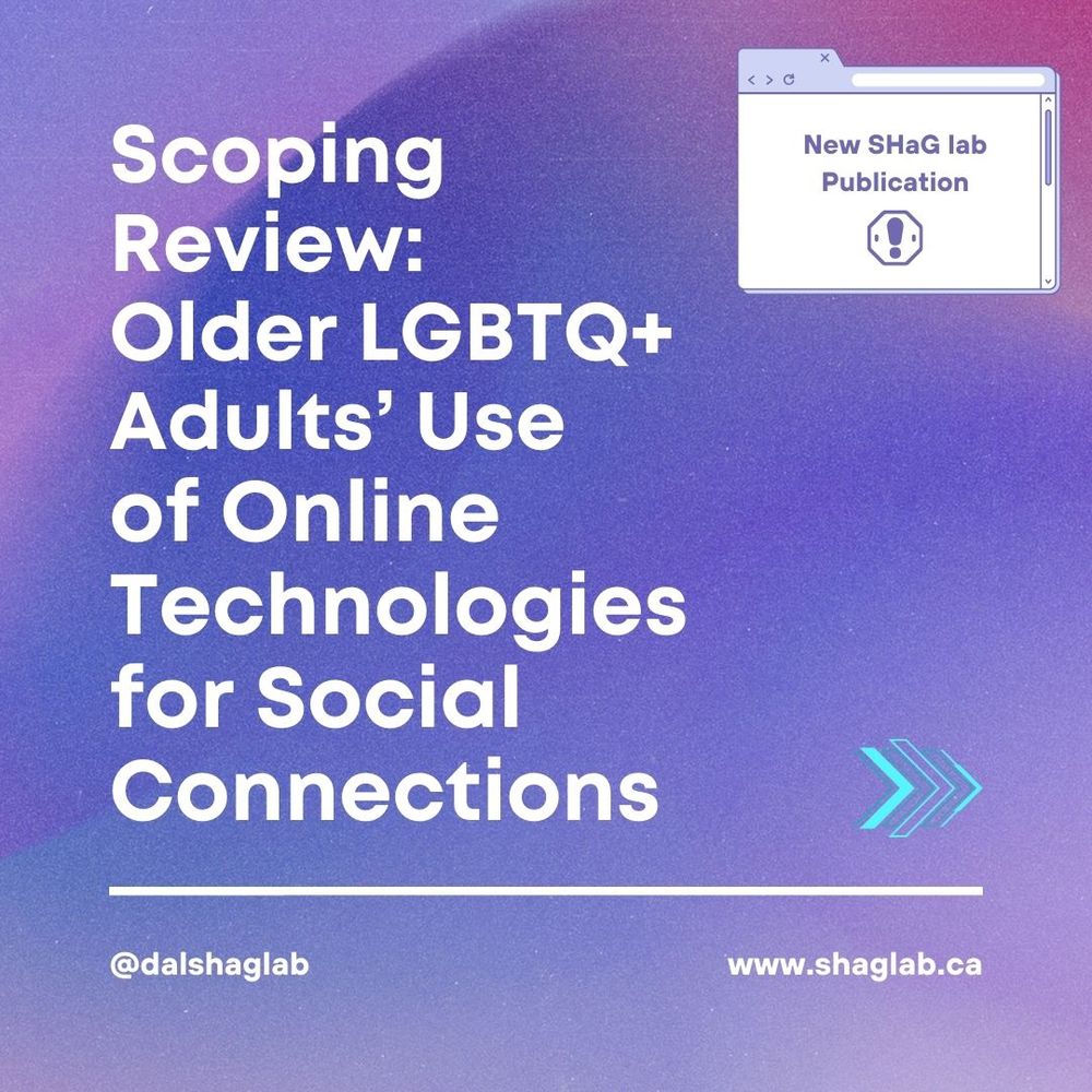 New open-access publication "Old Bonds Never Break: A Scoping Review of Older LGBTQ+ Adults’ Use of Online Technologies for Social Connections During the COVID-19 Pandemic”. The paper is free to download and available at the link in our bio! Please read, save, and share 🙌!