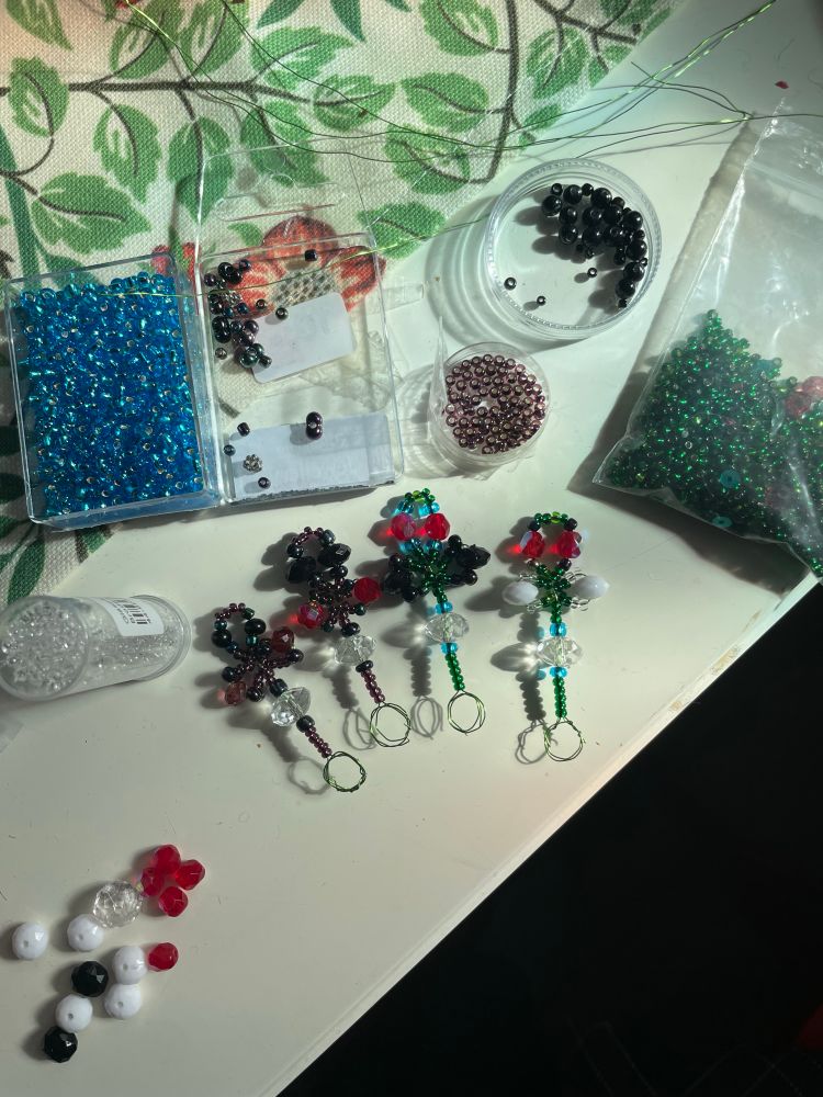 The same beaded wands, from another angle.