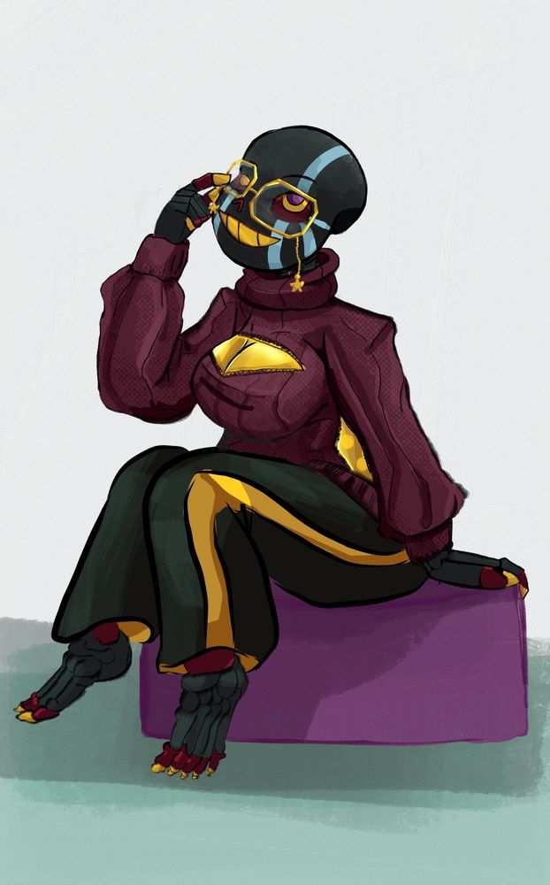 Puppette, the Oc of the winner from my last contest. An Error variant.  I love the glasses! I tried glasses glare, not sure how well that worked