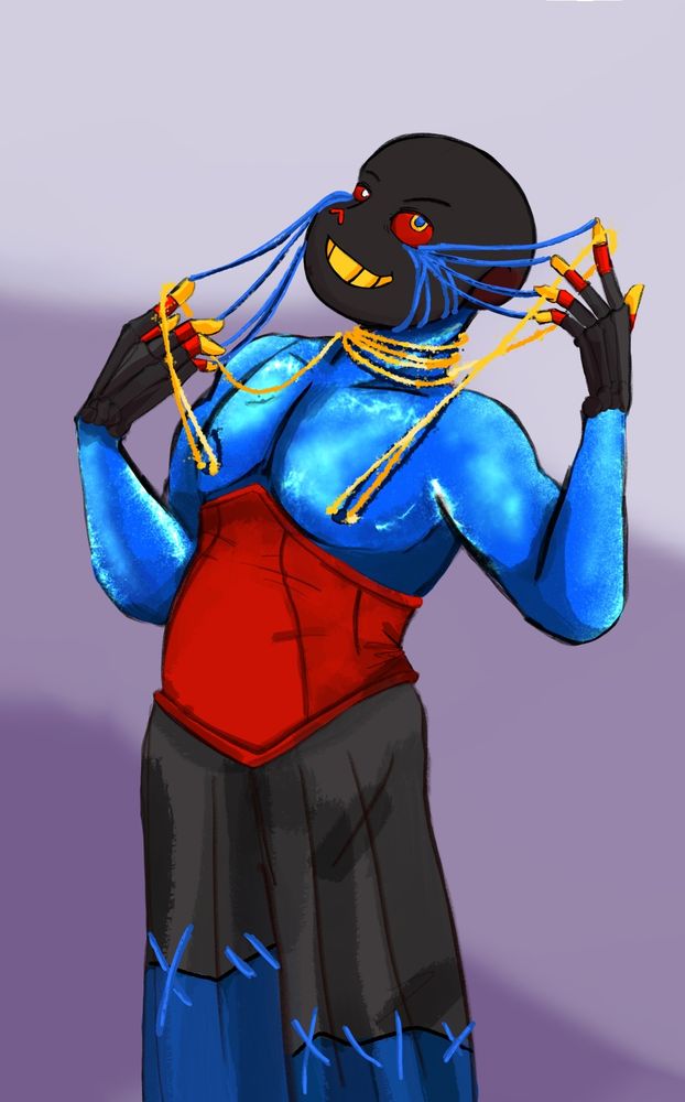 Error Sans with his version of the sexy outfit with his tear strings