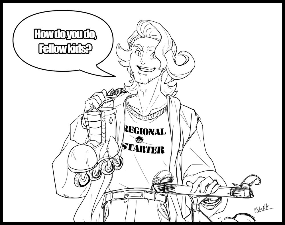 Professor Sycamore doing the "How do you do, fellow kids?" bit. Thas it