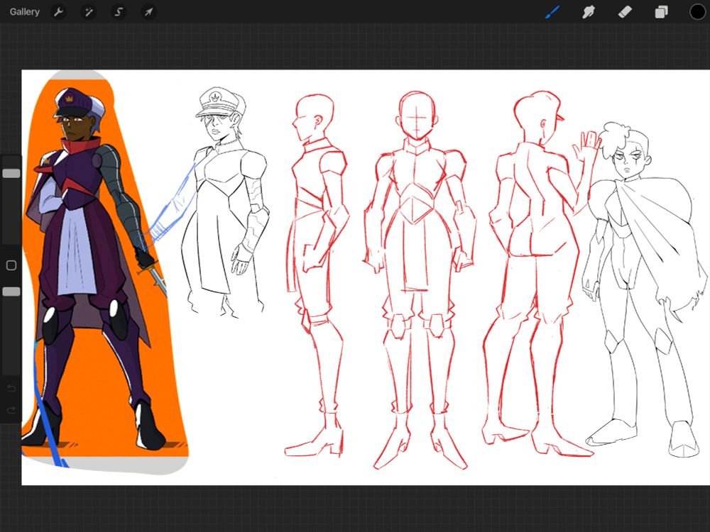 Character redesign turn, roughs and half a clean