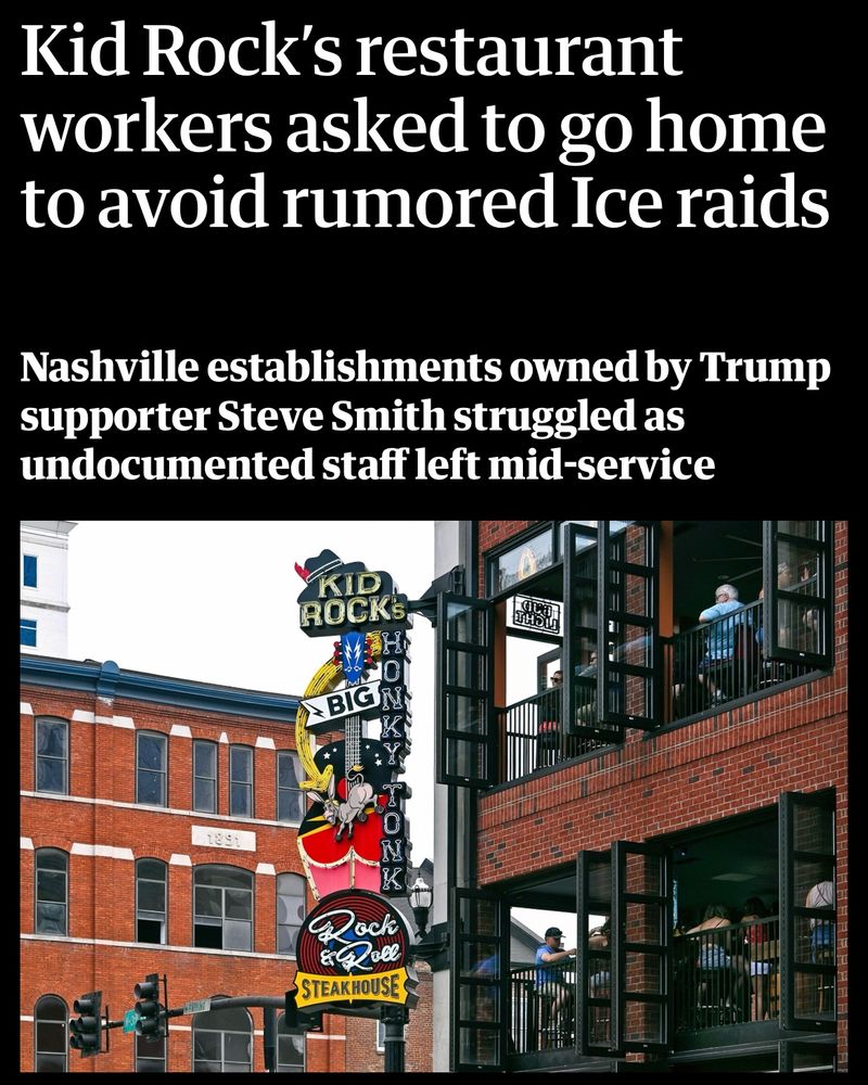 Kid Rock's restaurant workers asked to go home to avoid rumored Ice raids
Nashville establishments owned by Trump supporter Steve Smith struggled as undocumented staff left mid-service
