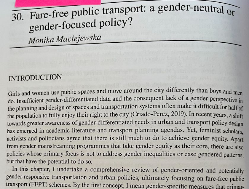 Fare-free public transport: A gender-neutral or gender-focused policy by Monika Maciejewska