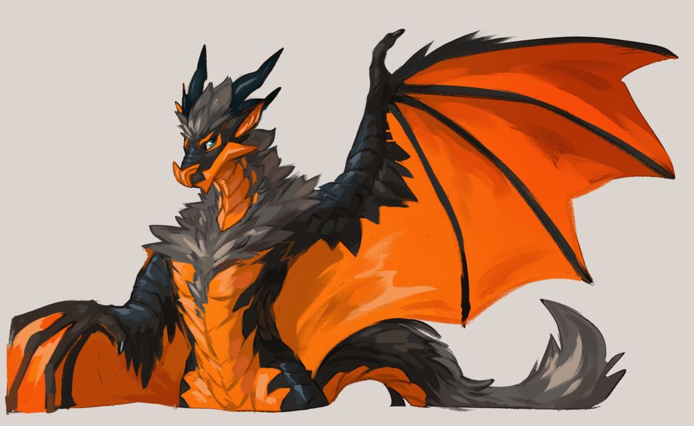 An illustration of a wyvern in a pose