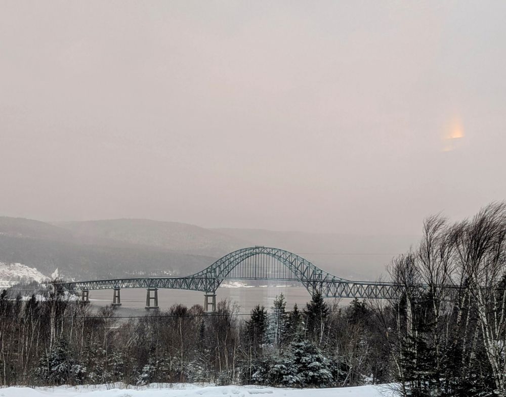 Seal island Bridge in snow

