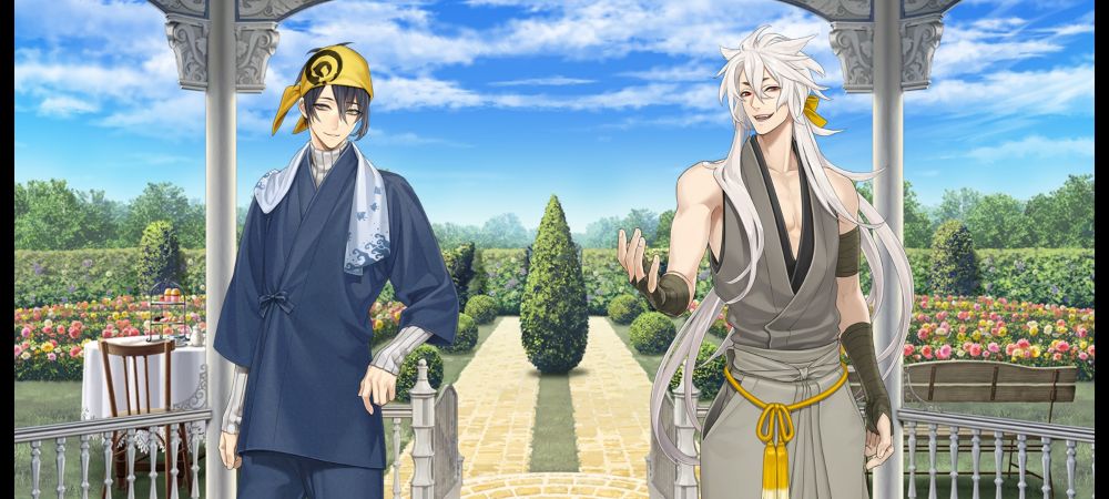 刀剣乱舞ONLINE　景趣日常のガーデン・長月　内番・畑当番　三日月宗近・小狐丸