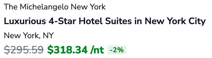 The Michelangelo New York
Luxurious 4-Star Hotel Suites in New York City
New York, NY
$295.59
$318.34 /nt
