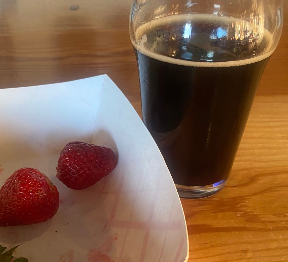 Freshly harvested strawberries and locally brewed porter