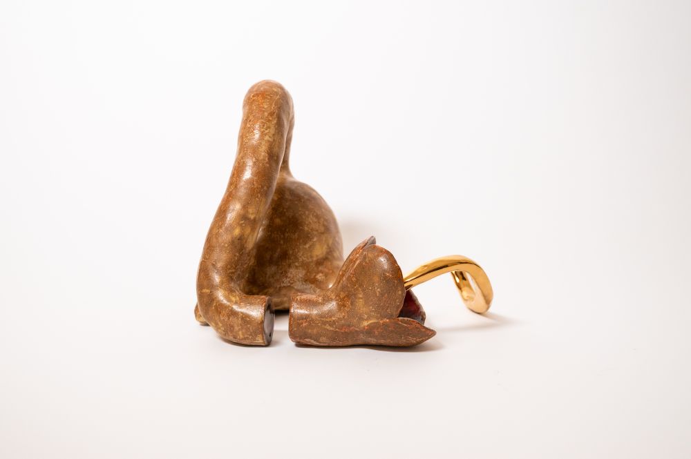 This view shows the head is detached from the neck.
