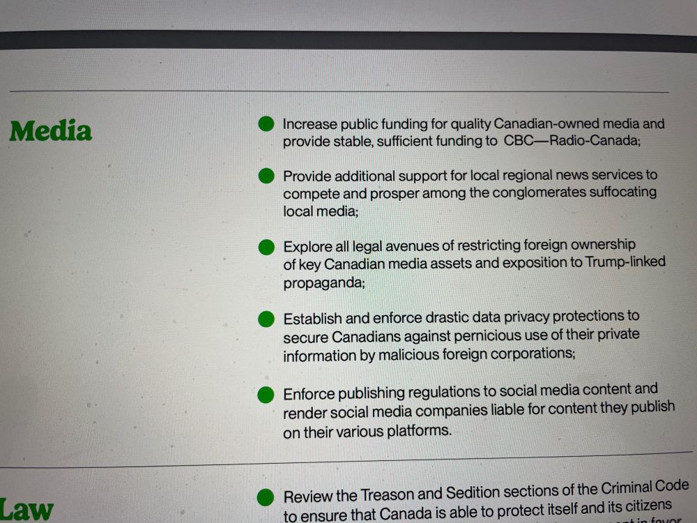 Announcement by the Green Party of Canada regarding media.