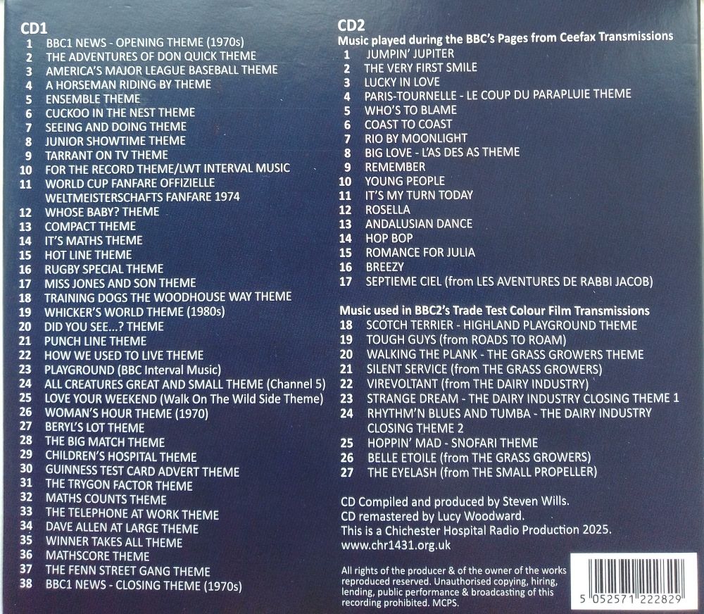 Rear of CD cover with track list.