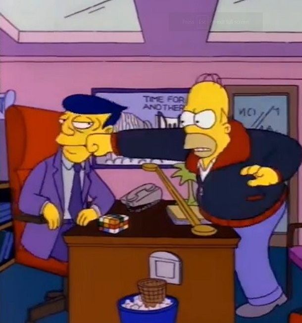 Homer punching the guy. 