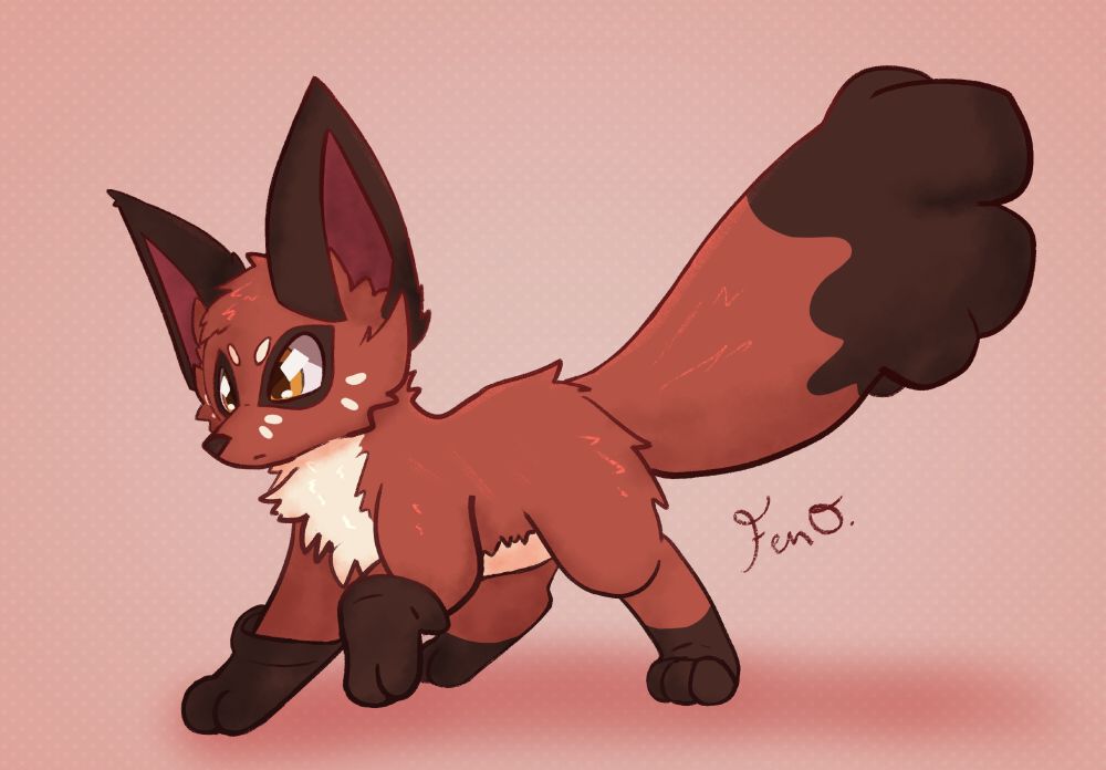 Image of a Nickit standing with one paw raised.